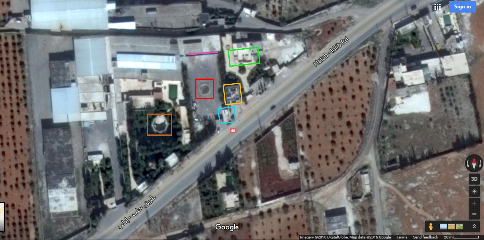 Fig 2 - Close up of warehouse complex - Highway 60 runs from bottom left to top right