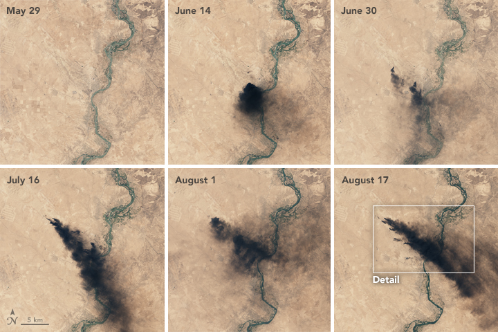 NASA Earth Observatory images by Joshua Stevens, using Landsat data from the U.S. Geological Survey. Caption by Pola Lem. Instrument(s): Landsat 8 - OLI
