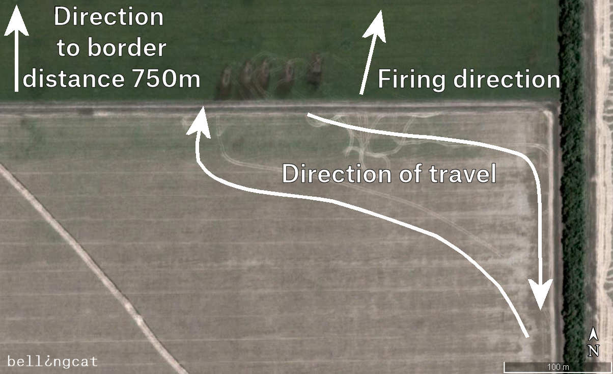 Firing position near Seleznev. Position: 47°38'14.38"N, 38°28'9.77"E. Google Earth satellite image date 16/07/2014.