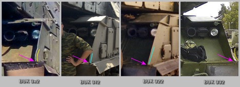 Comparisons of left panel dents on Buks 312, 322, and 332, along with 3x2