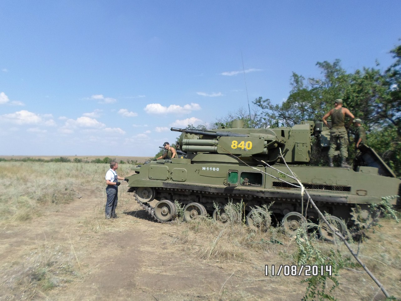 2S6 Tungska self-propelled anti-aircraft system, numbered 840. Archive / Original