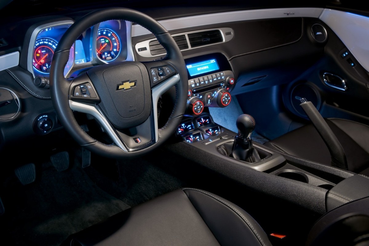 The interior of a 2013 Chevrolet Camaro, matching the photograph posted on Instagram.