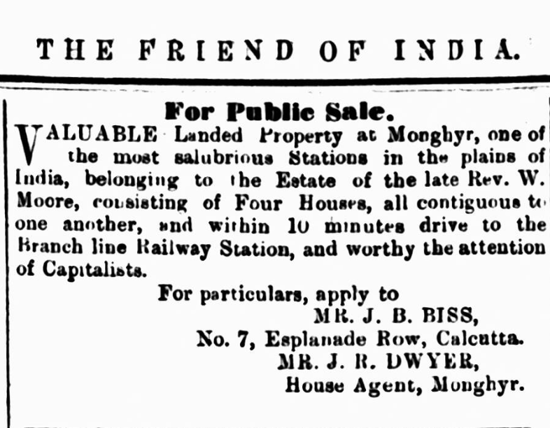 An advertisement from June 1865, using Conway Hart’s business address.