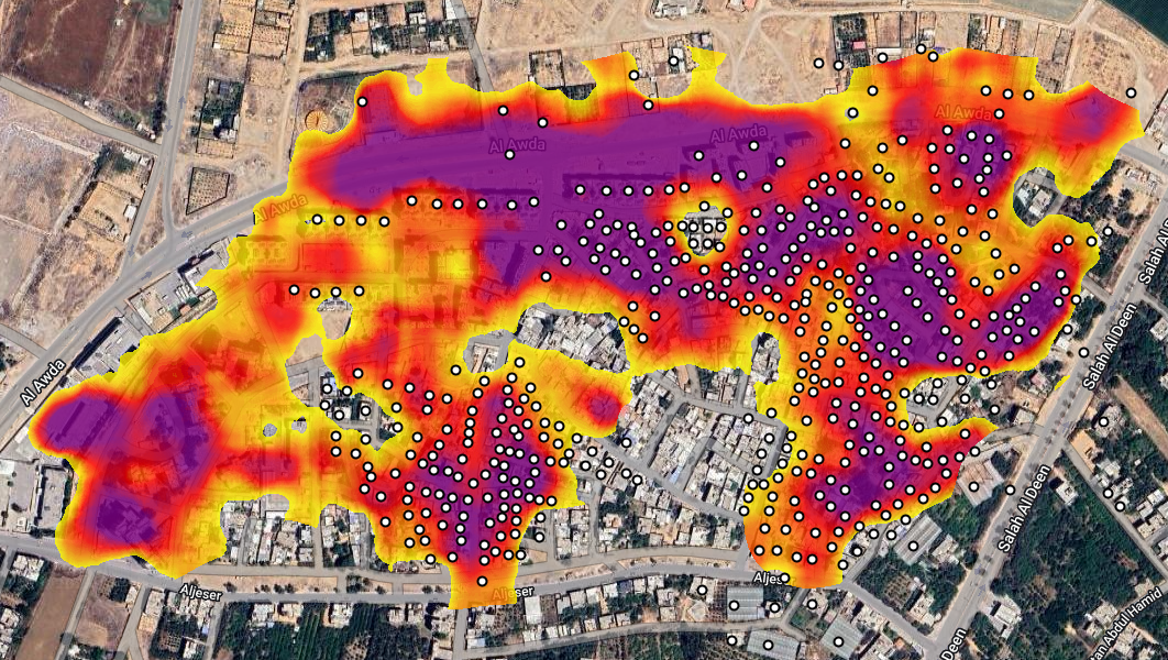 مطابقة تقديرات الأداة مع بيانات قمر يونوسات التابع للأمم المتحدة - خريطة الأضرار في غزة