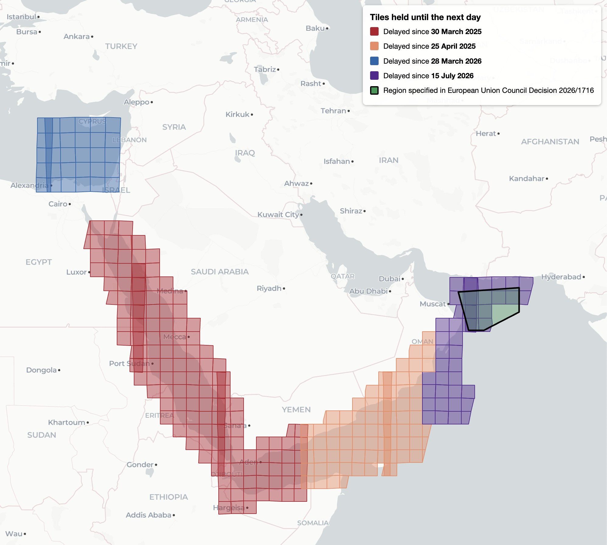 EU Satellite Imagery Delayed Over Gaza and Parts of West Bank by 24-hours